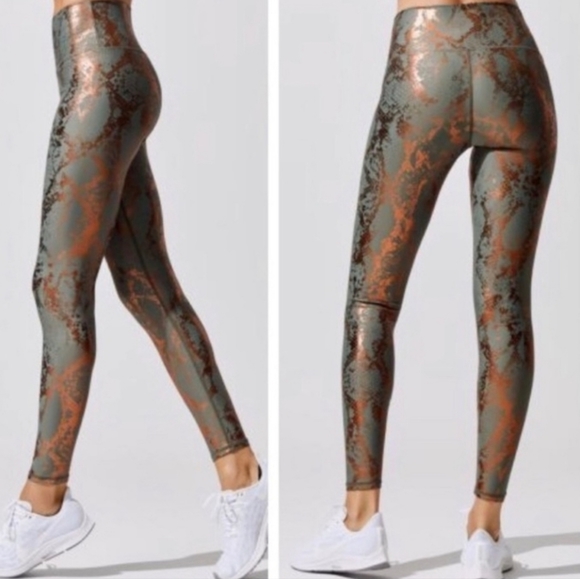 Carbon38 Pants - Gold Foil Snakeskin on Gray Carbon38 Leggings - XS